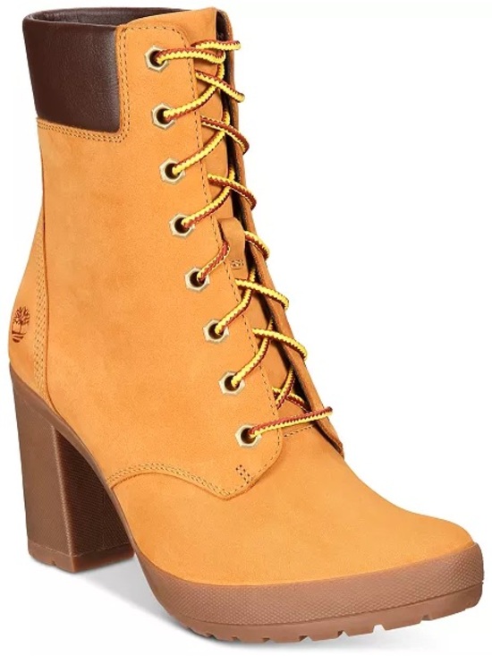 Timberland Shoes - Timberland Women's Wheat and Brown Lace-Up Block Heel Boot